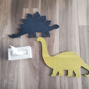 Wooden dinosaur wall hangings - set of 2